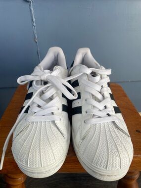 adidas White Sneakers with Black Stripes